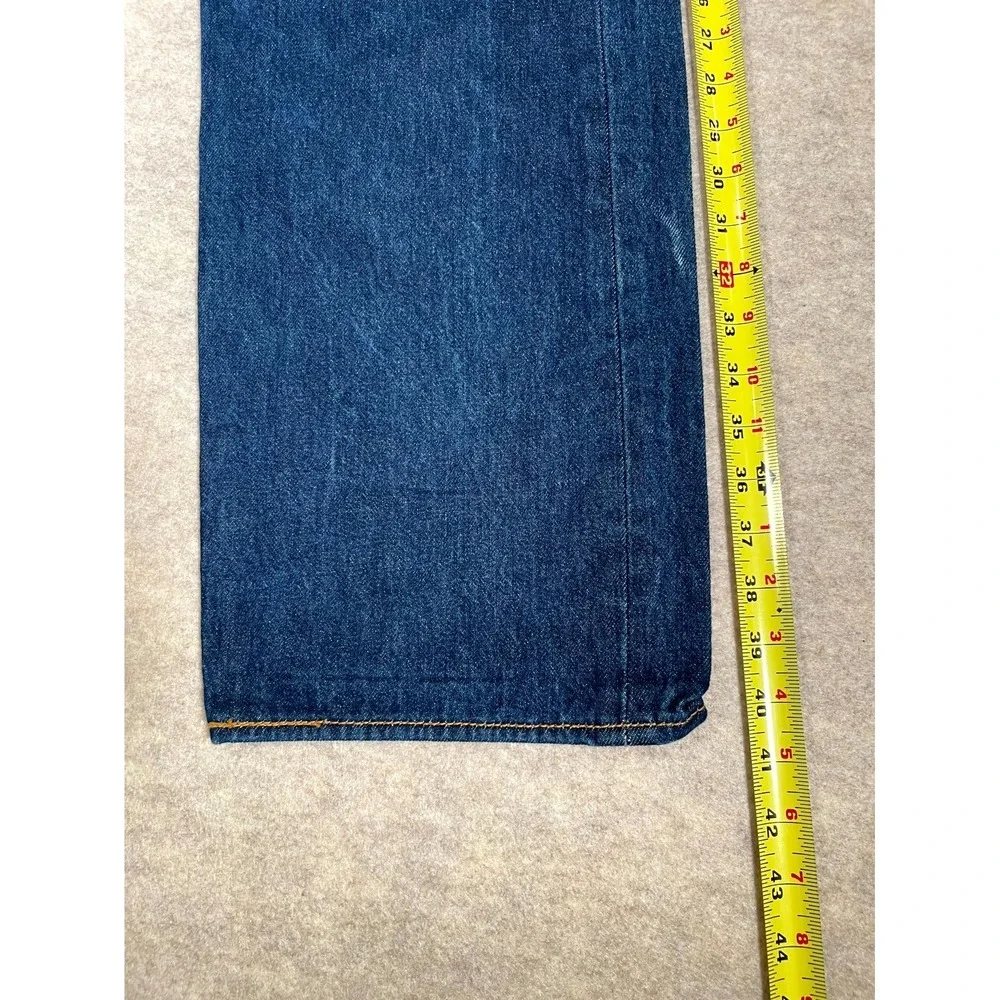 Levis 501 Original Fit Jeans Mens 40x32 Blue Whisker Denim Logo Cotton Dark Wash